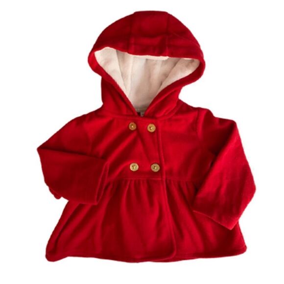 ❤️ Carter's Hoodie Fleece Red Peplum Jacket Size 9 Months - Picture 1 of 6